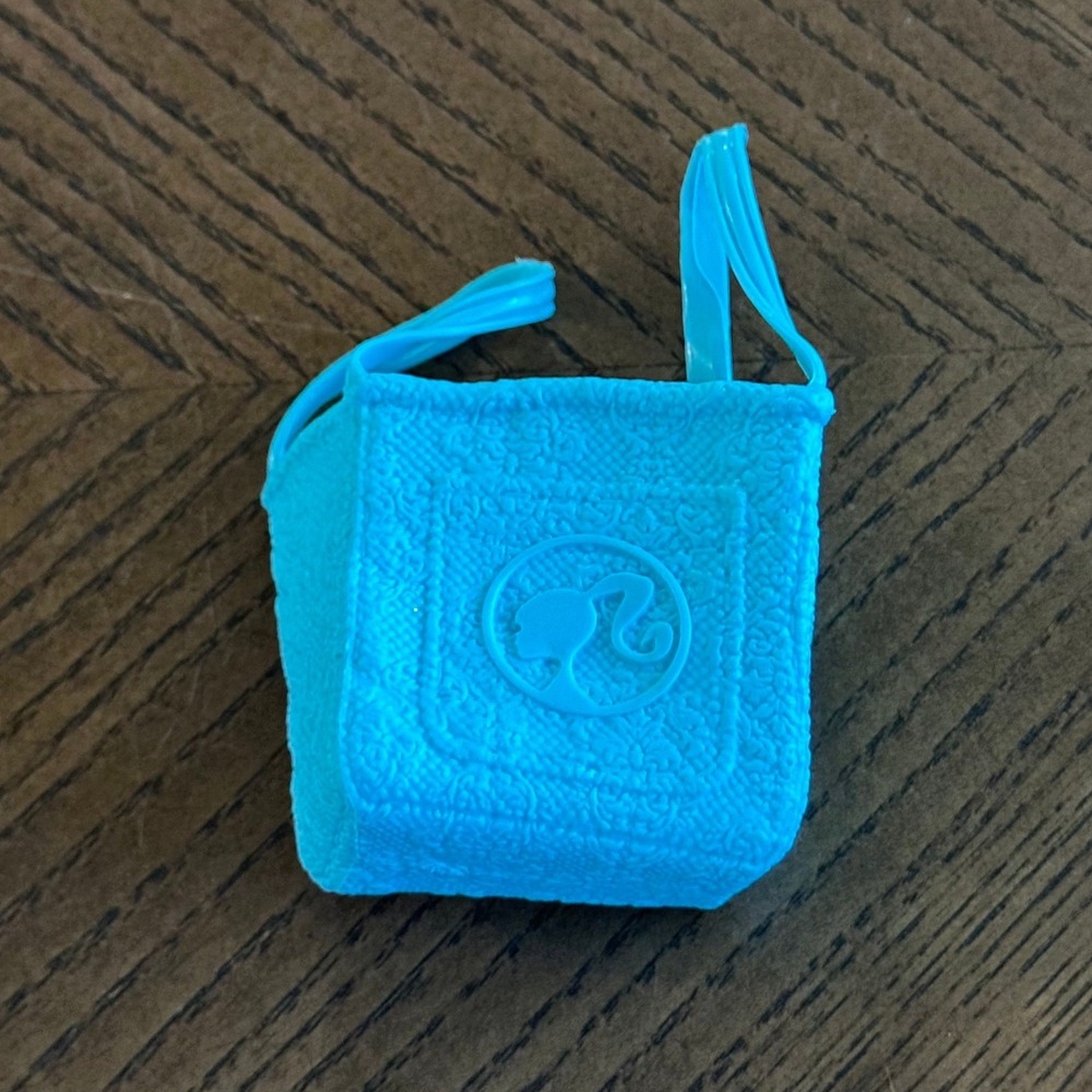 Mattel Barbie Doll Blue Textured Tote Bag Accessory Plastic Logo Beach Bag